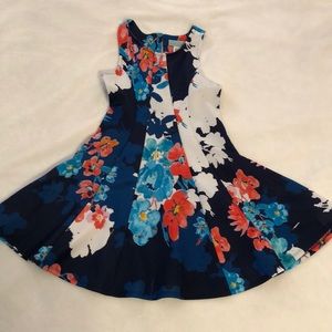 Multi Colored Bright Floral Print Girls Dress